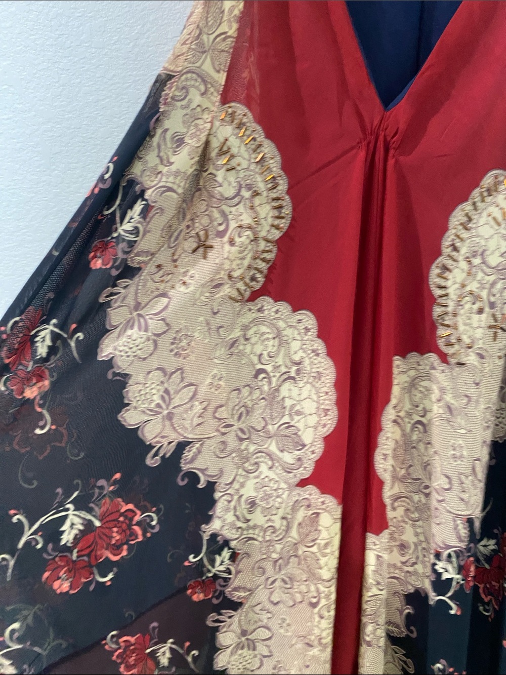 gimmicks by BKE Red, Navy & Cream Floral Maxi Dress - Picture 9 of 11